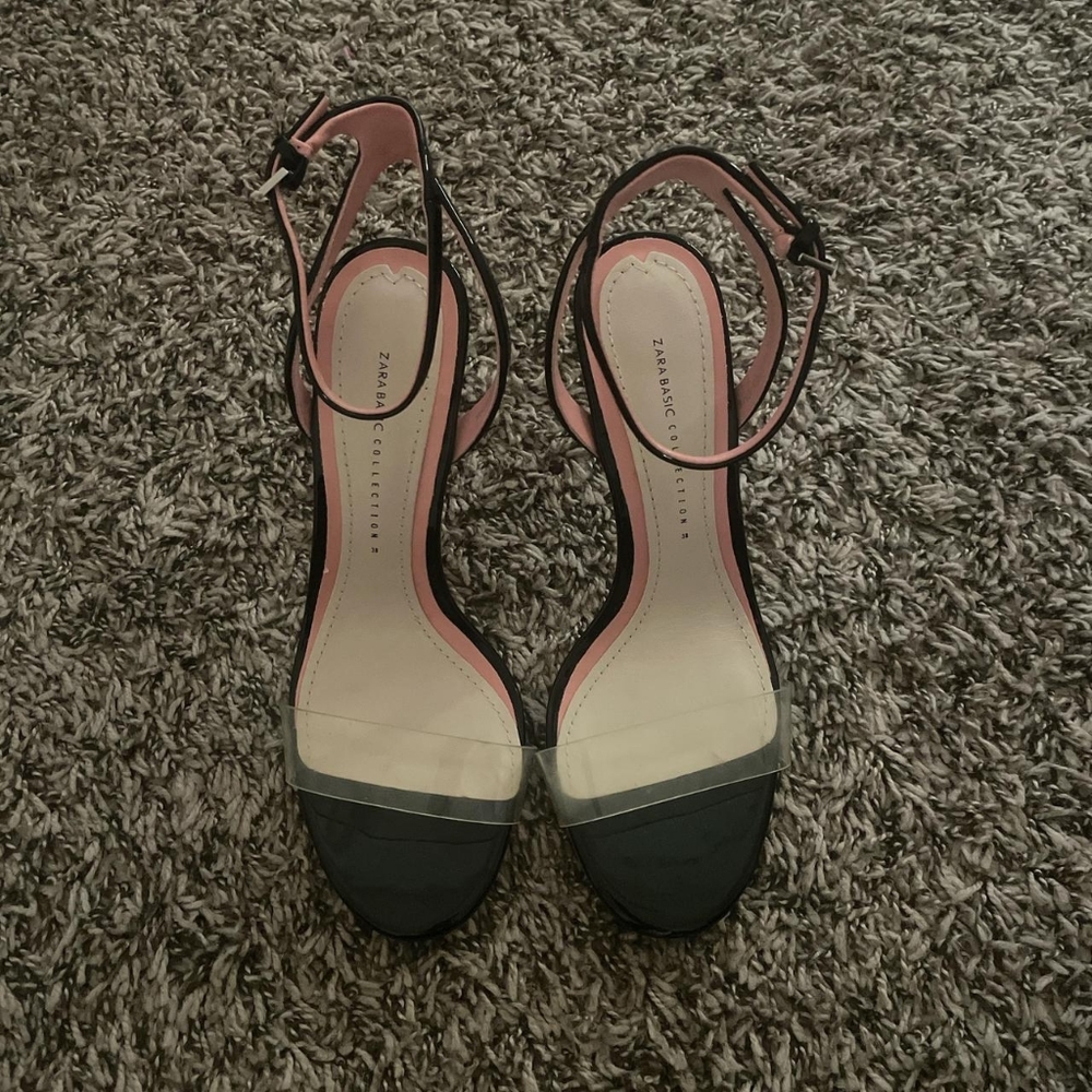 Zara Black and Cream Women's Heels